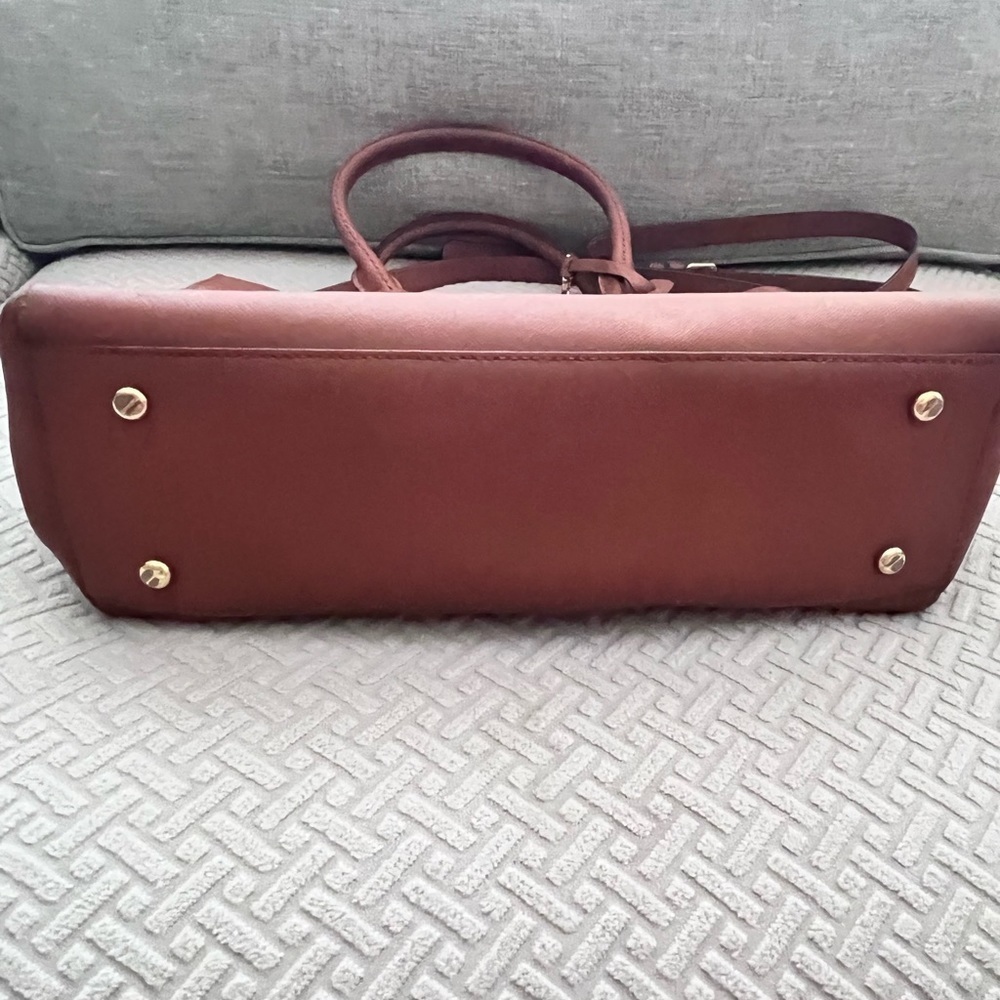 Henri Bendel Cognac Brown Satchel - Flaw - Small Slice on Surface Of Handle - Picture 8 of 11